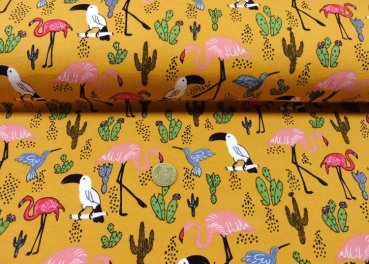 Tropical flamingo french terry mustard